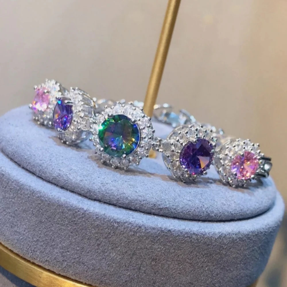 Multicolor Mystic Topaz Amethyst Pink Sapphire Platinum Plated Bracelet - Picture 3 of 4